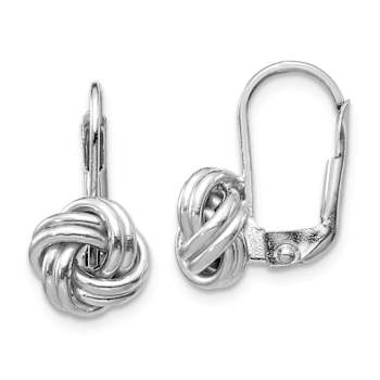 Rhodium Over 14k White Gold Polished Love Knot Dangle Earrings