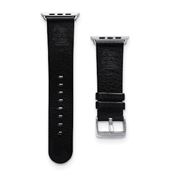 Gametime MLB St. Louis Cardinals Black Leather Apple Watch Band (42/44mm
M/L). Watch not included.