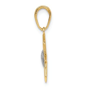 14k Two-tone Gold Diamond-Cut Sun Pendant