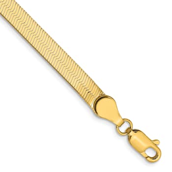 14K Yellow Gold 4mm Silky Herringbone Chain Bracelet