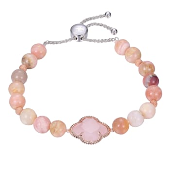Pink Rose Quartz Sterling Silver Bolo Bracelets