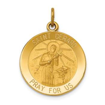 14k Yellow Gold Satin Saint Gerard Medal Pendant