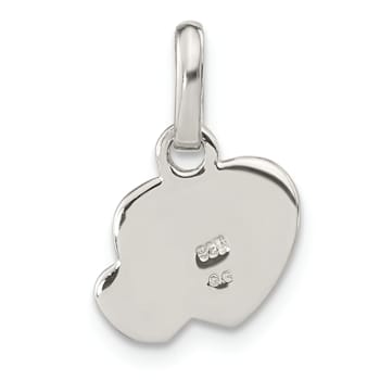 Rhodium Over Sterling Silver Pink Enamel Double Heart Pendant
