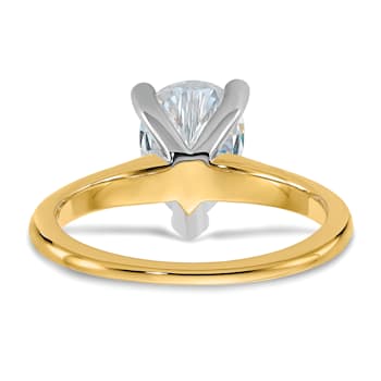 14K Yellow Gold With White Gold Accents 2 ct. D E F Pure Light Pear
Moissanite Solitaire Ring
