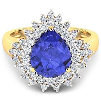 3.86ctw Violet Tanzanite and Diamond 14K Yellow Gold Halo Ring
