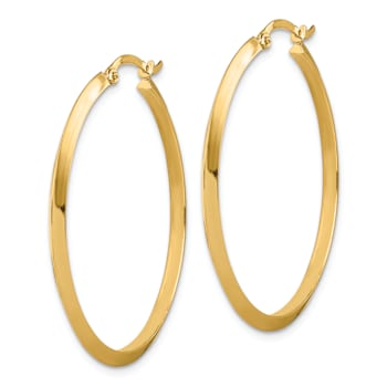 14k Yellow Gold Polished 1 9/16" Hoop Earrings