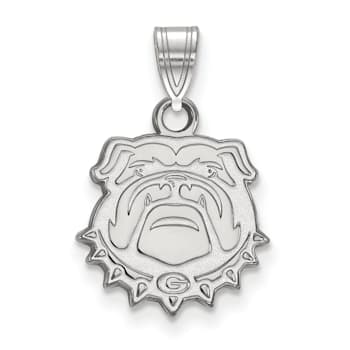 Rhodium Over Sterling Silver LogoArt University of Georgia Small Pendant