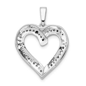 Rhodium Over 14k White Gold Blue and White Diamond Heart Pendant