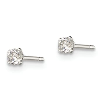 Sterling Silver Polished Children's 2.5mm Round Snap Set CZ Stud Earrings