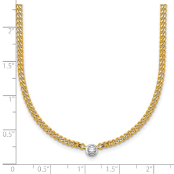 14K Yellow Gold with White Rhodium Diamond Curb 18 Inch Necklace