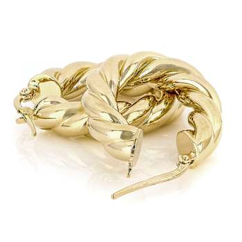 Twisted Hoop Earrings In 18K Gold Over Bronze