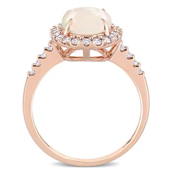 Opal and Diamond 14K Rose Gold Ring 2.08ctw