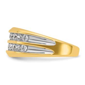 10K Two-tone Yellow Gold with White Rhodium Men's Polished Two-Row
Diamond Ring 0.73ctw