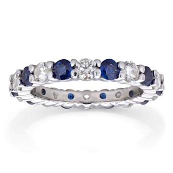 2.20ctw Sapphire and Diamond Eternity Band Ring in 14k White Gold