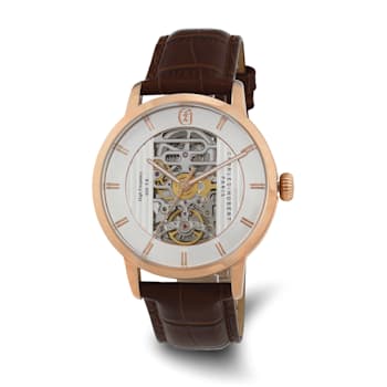 Charles Hubert Rose IP-plated White Skeleton Dial Automatic Watch