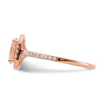 14K Rose Gold Morganite Diamond Halo Engagement Ring 1.55ctw