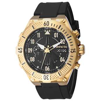 Invicta Aviator 50mm Black Dial Silicone Band Quartz Watch