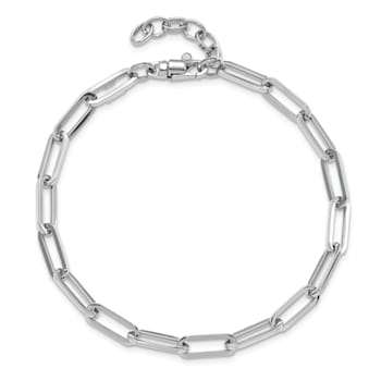 14K White Gold Polished Fancy Link with 1-inch Extension Bracelet