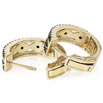 Black Spinel Hoop Earrings In 18K Gold Over Sterling Silver 0.46ctw