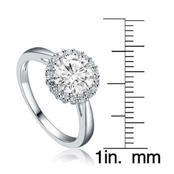 CZ Halo Solitaire Ring In Sterling Silver