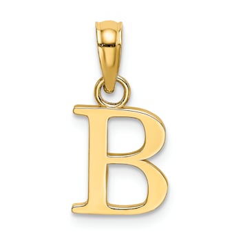 14k Yellow Gold Polished Block Letter B Initial Pendant