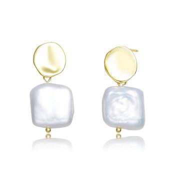 Pear Shape Freshwater Pearl Drop Earrings In 14K Gold Over Sterling Silver