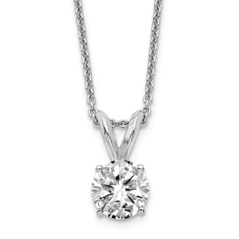 Rhodium Over 14K Gold 1 ct. 6.5mm Round D E F Pure Light Moissanite
Solitaire Pendant with Chain