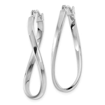 Rhodium Over 14k White Gold 3/8" Small Twisted Hoop Earrings