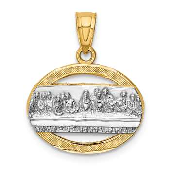 14k Two-tone Gold  Textured The Last Supper Pendant
