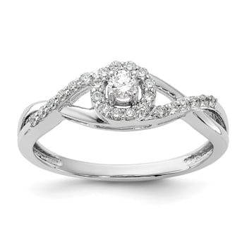 Rhodium Over 14K White Gold Lab Grown Diamond Complete Halo Engagement
Ring 0.282ctw