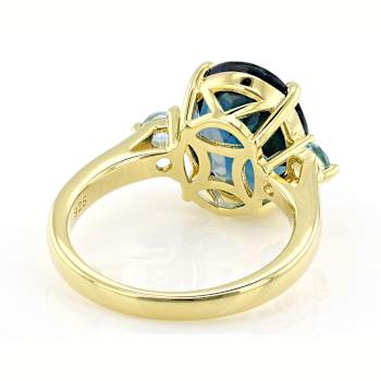 Blue Topaz And Swiss Blue Topaz Oval Ring In 18K Gold Over Sterling
Silver 5.83ctw