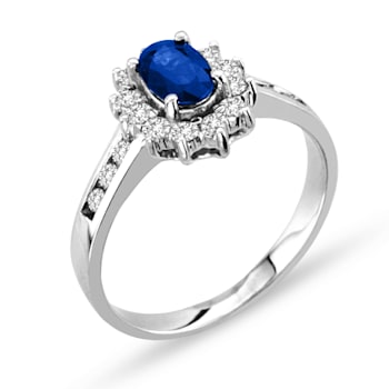 0.85ctw Sapphire and Diamond Ring in 14k White Gold
