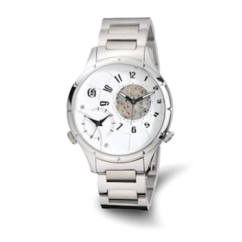 Charles Hubert Men's Stainless Steel 44mm Dual Time Watch