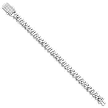 Rhodium Over Sterling Silver Monaco Link Cubic Zirconia Pavé Clasp
7.5-inch Bracelet