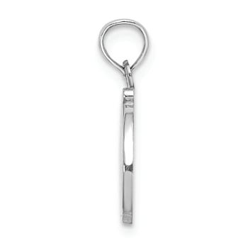 Rhodium Over 14k White Gold Polished Script Letter D Initial Pendant