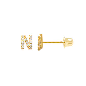 14k Yellow Gold Initial Earrings -N