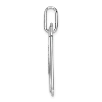 Rhodium Over 14k White Gold Diamond Initial G Dog Tag Charm