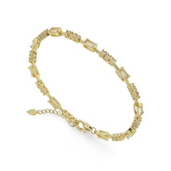 Baguette and Round White Topaz Baguette 14K Yellow Gold Over Sterling
Silver Bracelet