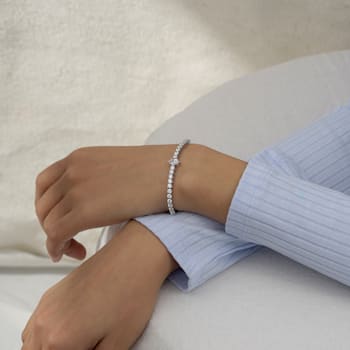 White Cubic Zirconia Platinum Over Sterling Silver Tennis Bracelet 6.61ctw