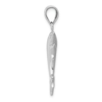 Rhodium Over 14k White Gold Dolphin Pair Pendant