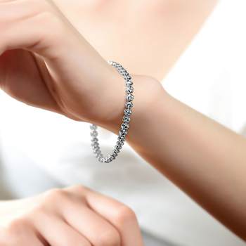 Bezel-Set CZ Tennis Bracelet In White Rhodium Over Brass