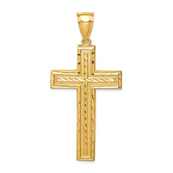 14K Yellow Gold Diamond-cut Cross Pendant