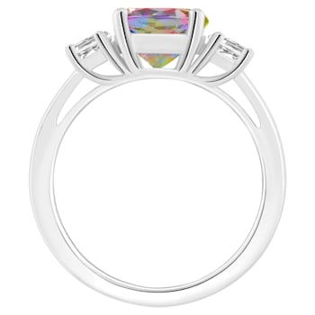 8mm Round Mystic Topaz And White Topaz Rhodium Over Sterling Silver
3-Stone Ring
