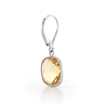 Yellow Citrine Rhodium Over Sterling Silver Earrings 11.00ctw