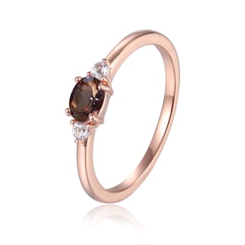 Blue Lab Created Alexandrite and White Sapphire 14K Rose Gold Over
Sterling Silver Dainty Ring