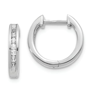 Rhodium Over 14K White Gold Lab Grown Diamond SI1/SI2, G H I, Hinged
Hoop Earrings