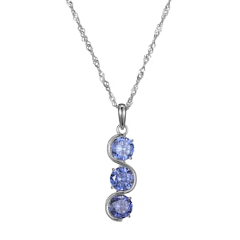 Blue Cubic Zirconia Platinum Over Sterling Silver June Birthstone
Pendant 5.94ctw