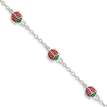 Sterling Silver Multi-color Enamel Ladybugs with 1-inch Extensions
Children's Bracelet