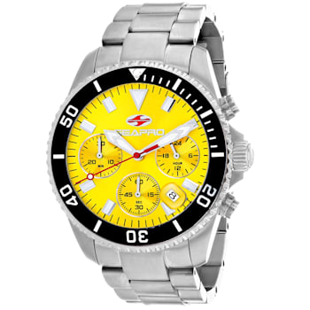 Seapro Men's Scuba 200 Chrono Yellow Dial, Stainless Steel Watch