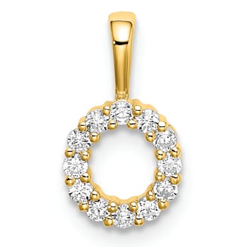 14K Yellow Gold Lab Grown Diamond Letter O Initial Pendant
